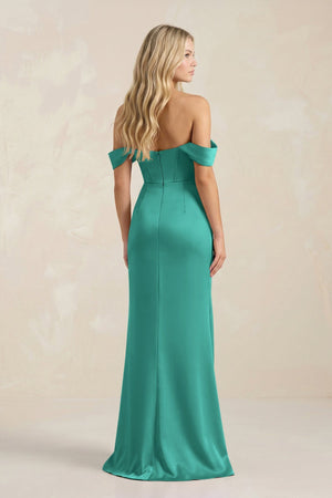Cowl Neck Sheath Satin Bridesmaid Dress With Detachable Sleeves in Sea Glass - KISS BRIDAL Bridesmaid Dresses