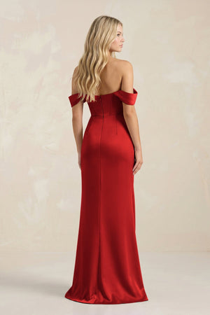 Cowl Neck Sheath Satin Bridesmaid Dress With Detachable Sleeves in Spice - KISS BRIDAL Bridesmaid Dresses