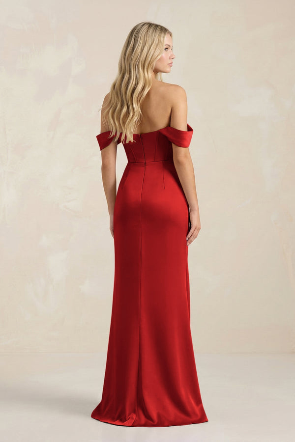 Cowl Neck Sheath Satin Bridesmaid Dress With Detachable Sleeves in Spice - KISS BRIDAL Bridesmaid Dresses
