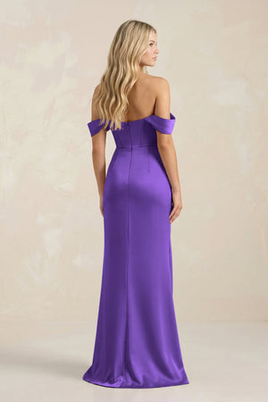 Cowl Neck Sheath Satin Bridesmaid Dress With Detachable Sleeves in Tahiti - KISS BRIDAL Bridesmaid Dresses