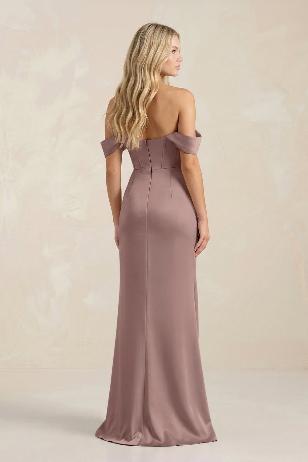 Cowl Neck Sheath Satin Bridesmaid Dress With Detachable Sleeves in Toffee - KISS BRIDAL Bridesmaid Dresses