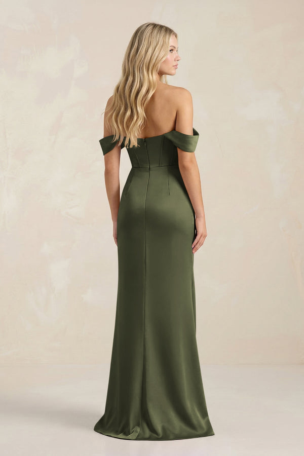 Cowl Neck Sheath Satin Bridesmaid Dress With Detachable Sleeves in Willow Green - KISS BRIDAL Bridesmaid Dresses