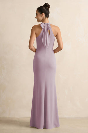 Crisscross Halter Sheath Chiffon Bridesmaid Dress with Bow in Dusk - SHE IS ME BRIDESMAID DRESSES