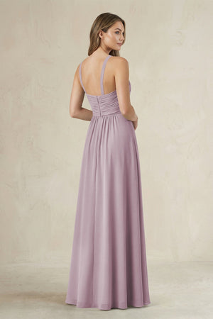Cross Halter A - Line Pleated Bridesmaid Dress in Dusk - SHE IS ME Bridesmaid Dresses