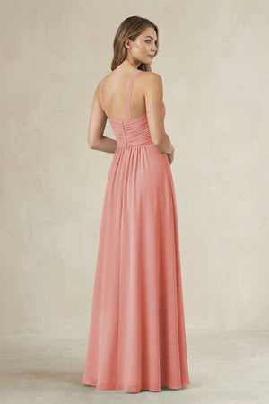 Cross Halter A - Line Pleated Bridesmaid Dress in Mulberry - SHE IS ME Bridesmaid Dresses