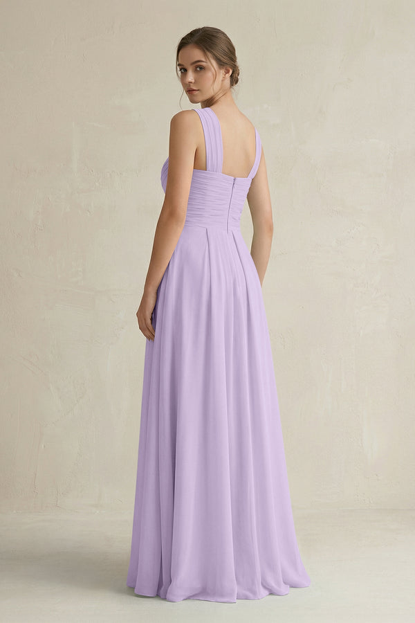 Cross Halter Chiffon A - Line Pleated Bridesmaid Dress in Lavender - SHE IS ME Bridesmaid Dresses