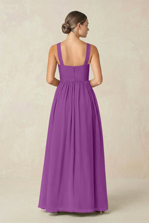 Cross Halter Neck Chiffon A-Line Bridesmaid Dress With Slit in Amethyst - SHE IS ME BRIDESMAID DRESSES