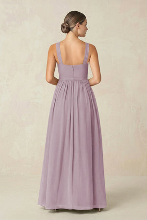 Cross Halter Neck Chiffon A-Line Bridesmaid Dress With Slit in Dusk - SHE IS ME BRIDESMAID DRESSES