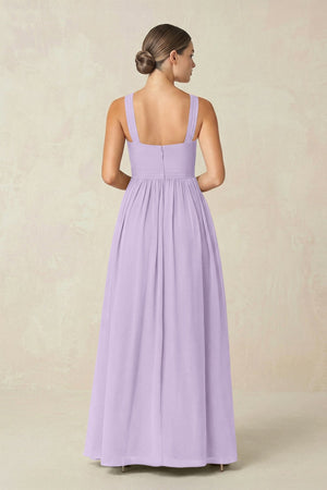 Cross Halter Neck Chiffon A-Line Bridesmaid Dress With Slit in Lavender - SHE IS ME BRIDESMAID DRESSES