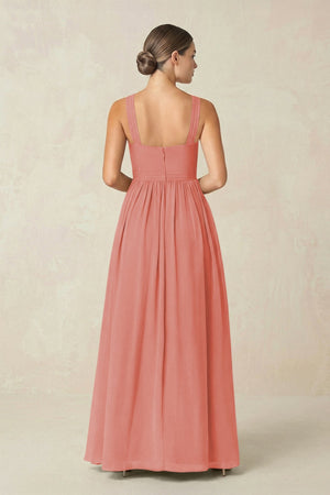 Cross Halter Neck Chiffon A-Line Bridesmaid Dress With Slit in Mulberry - SHE IS ME BRIDESMAID DRESSES