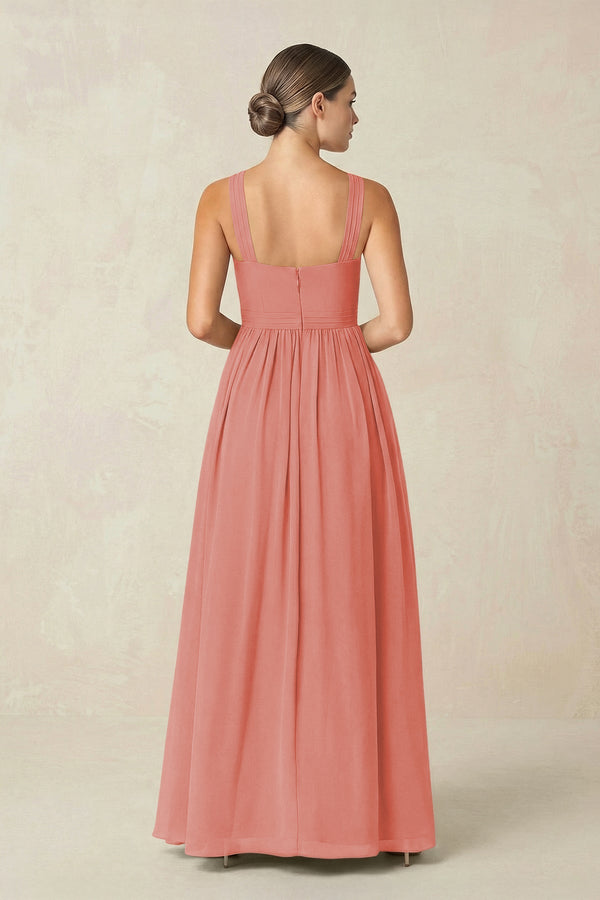 Cross Halter Neck Chiffon A-Line Bridesmaid Dress With Slit in Mulberry - SHE IS ME BRIDESMAID DRESSES