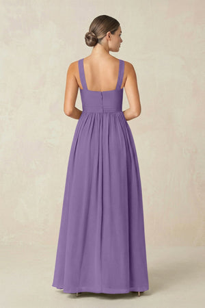 Cross Halter Neck Chiffon A-Line Bridesmaid Dress With Slit in Tahiti - SHE IS ME BRIDESMAID DRESSES