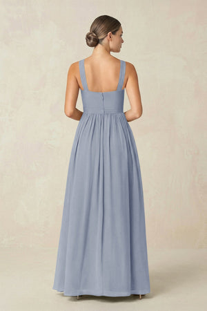 Cross Halter Neck Chiffon A-Line Bridesmaid Dress With Slit in Twilight - SHE IS ME BRIDESMAID DRESSES