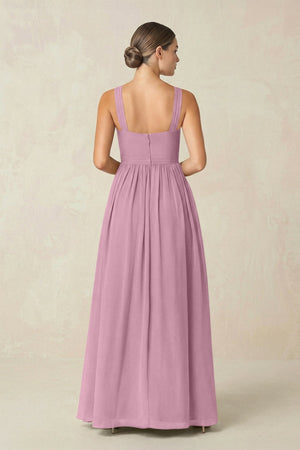 Cross Halter Neck Chiffon A-Line Bridesmaid Dress With Slit in Vintage Mauve - SHE IS ME BRIDESMAID DRESSES