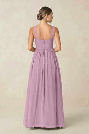 Cross Halter Neck Chiffon A-Line Bridesmaid Dress With Slit in Wisteria - SHE IS ME BRIDESMAID DRESSES