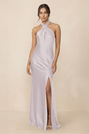 Cross Halter Sheath Bridesmaid Dress With Slit in Dusk - KISS BRIDAL Bridesmaid Dresses