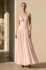 Cutout Spaghetti Straps Maxi Dress in Blush Pink - KISS BRIDAL PROM DRESSES
