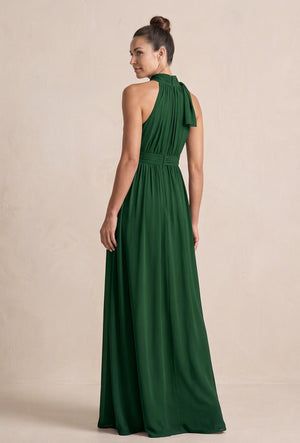 Dark Green Chiffon Halter A-Line Mother of the Bride Dress (2) | KISSBRIDAL