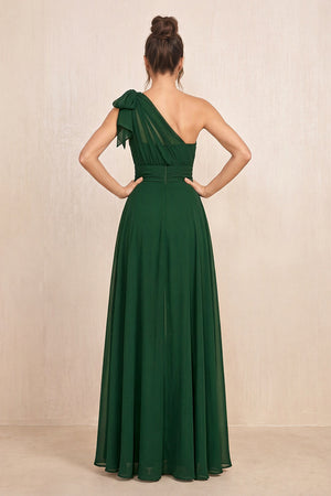 Dark Green One-Shoulder Chiffon Mother of the Bride Jumpsuits (2) | KISSBRIDAL