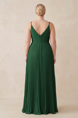 Dark Green Pleated V-Neck A-Line Chiffon Bridesmaid Dress (2) [sizeplus] | KISSBRIDAL