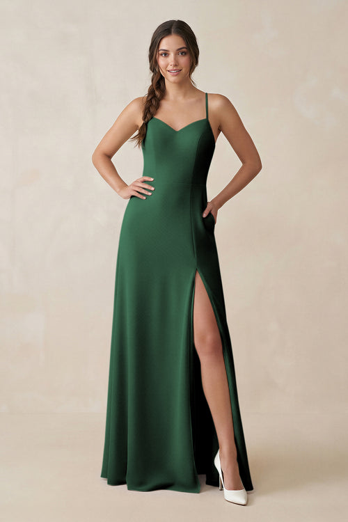 Dark Green Ruched Sheath Chiffon Bridesmaid Dress | KISSBRIDAL