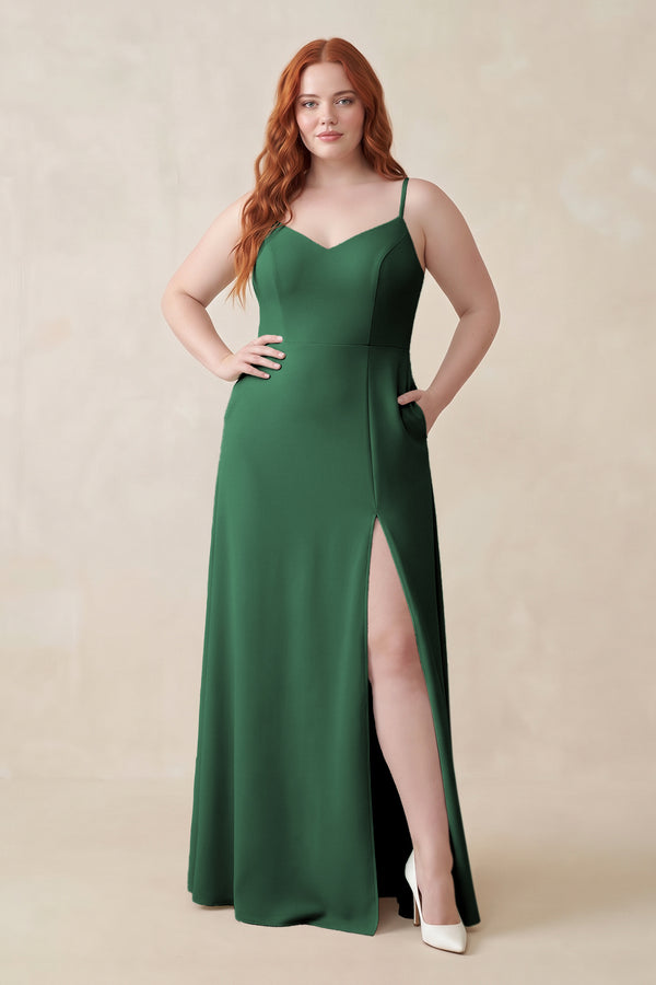 Dark Green Ruched Sheath Chiffon Bridesmaid Dress | KISSBRIDAL