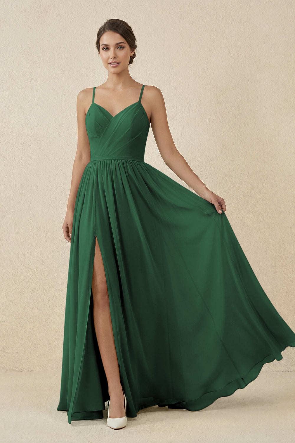 Sweetheart A-Line Chiffon Bridesmaid Dress in Dark Green