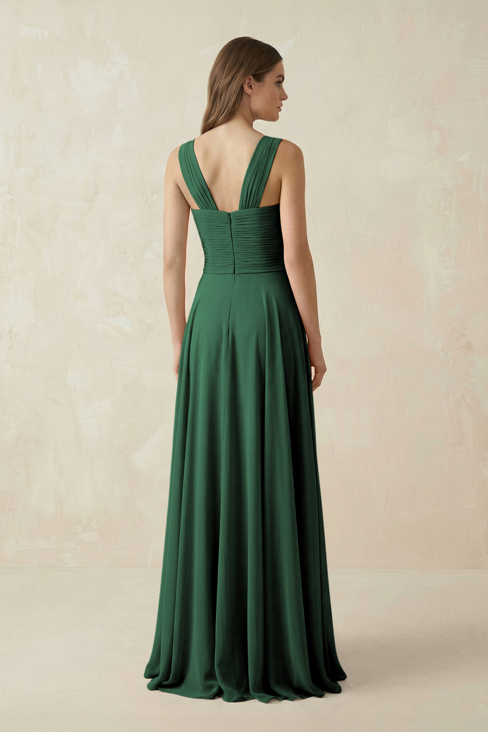 Sweetheart Pleated A-Line Chiffon Bridesmaid Dress in Dark Green