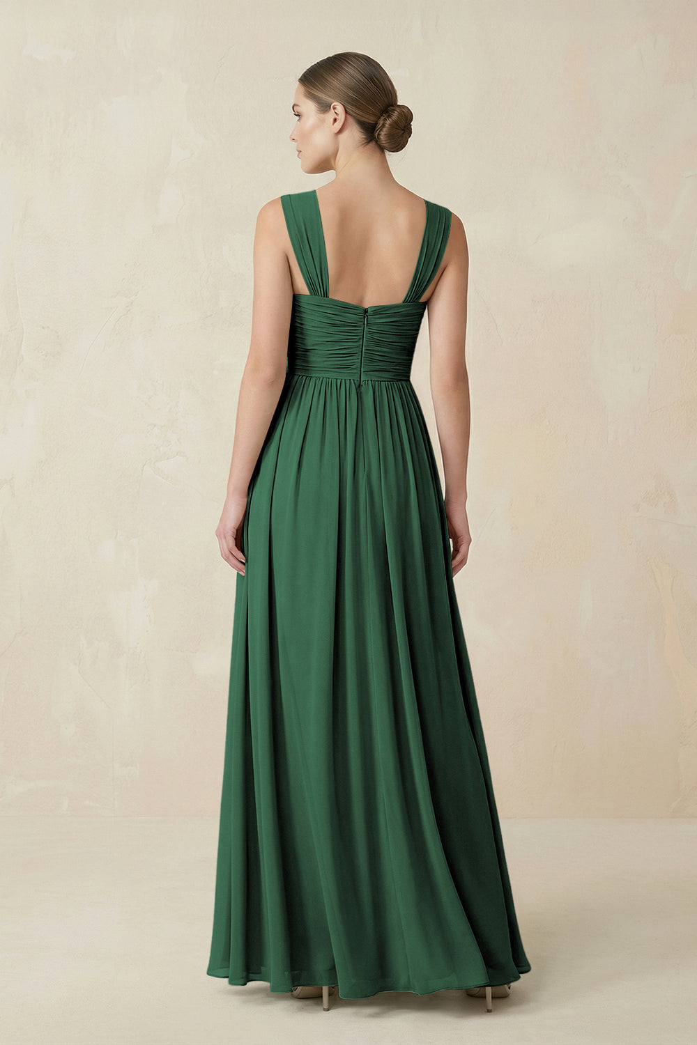 Sweetheart Pleated Chiffon A-Line Bridesmaid Dress in Dark Green