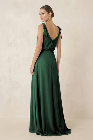 Dark Green V-Neck A-Line Chiffon Bridesmaid Dress (2) | KISSBRIDAL