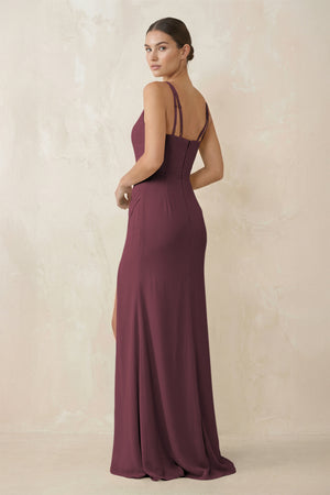 Desert Rose Cami Strap Chiffon Sheath Bridesmaid Gown (2) | KISSBRIDAL