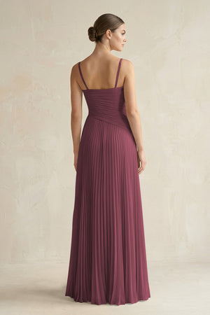 Desert Rose Pleated A-Line Long Chiffon Bridesmaid Dress (2) | KISSBRIDAL