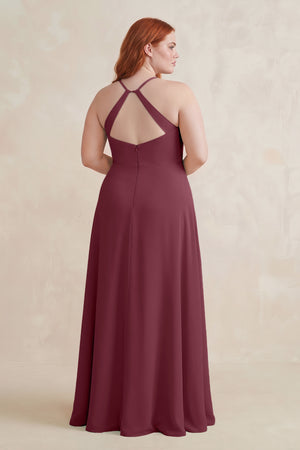 Desert Rose Ruched Sheath Chiffon Bridesmaid Dress (2) [sizeplus] | KISSBRIDAL