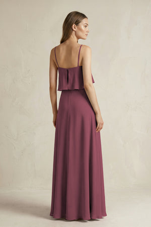 Desert Rose Ruffled Spaghetti Strap A-Line Chiffon Bridesmaid Dress in Desert Rose (2) | KISSBRIDAL