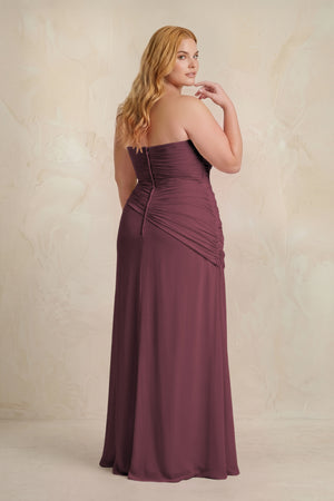 Desert Rose Sheath Chiffon Strapless Pleated Bridesmaid Dress (2) [sizeplus] | KISSBRIDAL