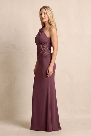 Desert Rose Sheath One-Shoulder Chiffon Embroidered Mother of the Bride Dress (3) | KISSBRIDAL