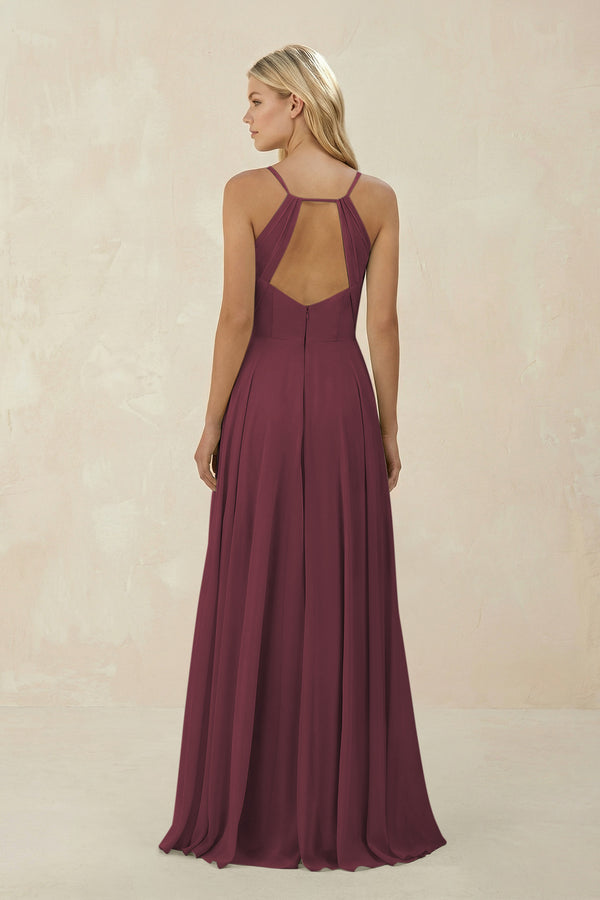 Desert Rose Spaghetti Strap A-Line Chiffon Bridesmaid Dress (2) | KISSBRIDAL