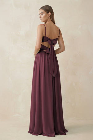 Desert Rose Spaghetti Strap Pleated A-Line Chiffon Bridesmaid Dress (2) | KISSBRIDAL