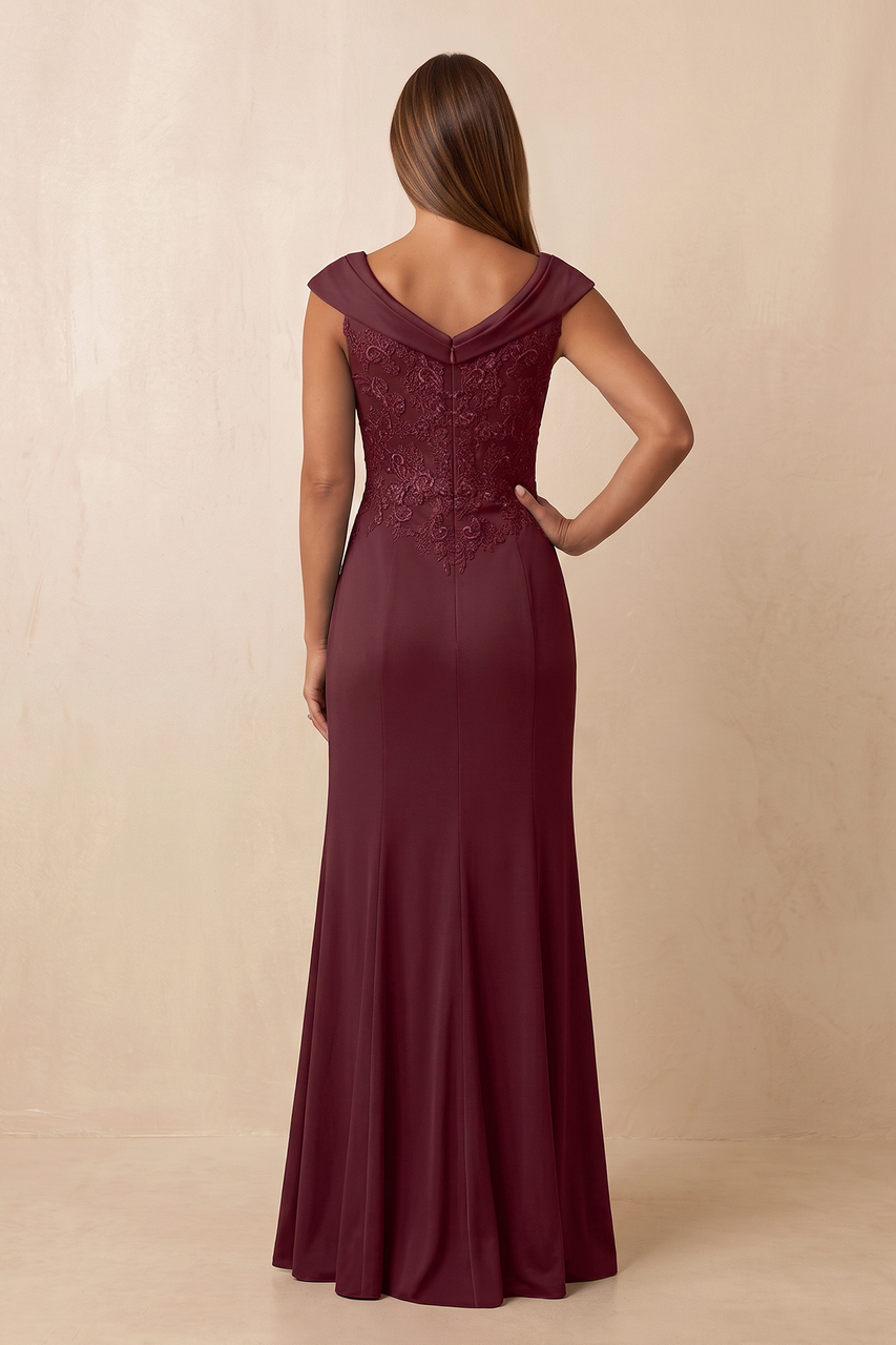 Desert Rose V-Neck Embroidered Sheath Mother of the Bride Dress with Ruffles