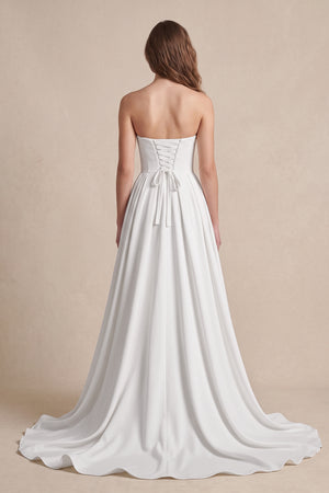 Ball Gown Sweetheart Satin Wedding Dresses in White - KISSBRIDAL