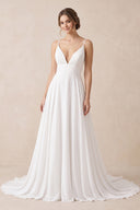 White A-line Spaghetti Straps Lace Wedding Dress | KISSBRIDAL