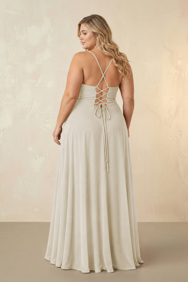 Dove Gray Spaghetti Straps Chiffon A-Line Bridesmaid Dress (2) [sizeplus] | KISSBRIDAL