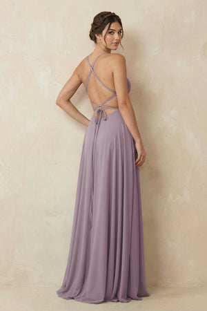 Dusk A-Line Chiffon Bridesmaid Dress With Slit (2) | KISSBRIDAL
