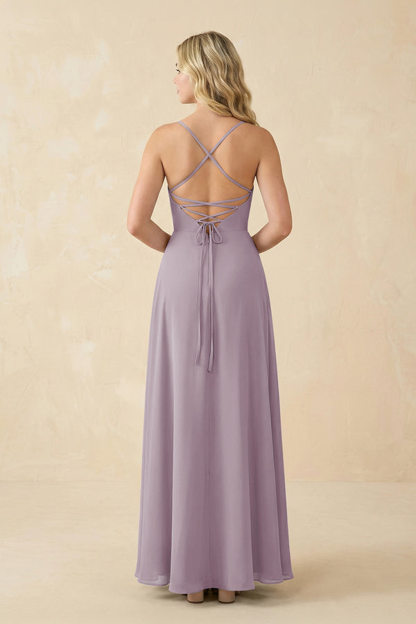 Dusk A-Line Chiffon Spaghetti Strap Bridesmaid Dress (2) | KISSBRIDAL