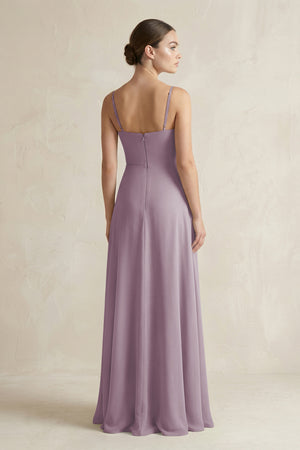 Dusk A-Line Chiffon Spaghetti Strap Bridesmaid Dress (2) | KISSBRIDAL