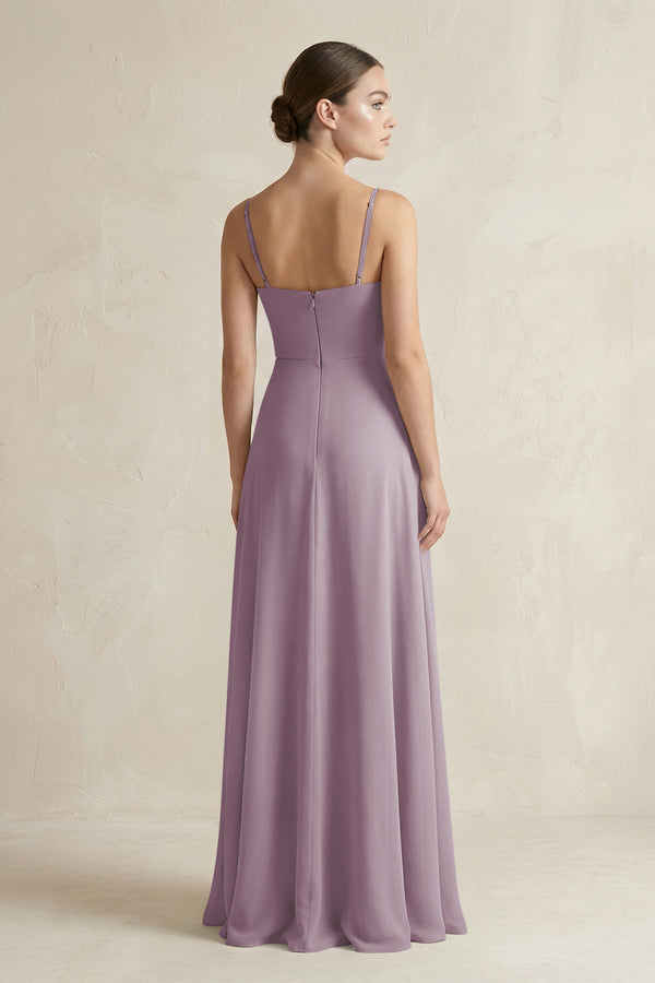 Dusk A-Line Chiffon Spaghetti Strap Bridesmaid Dress (2) | KISSBRIDAL
