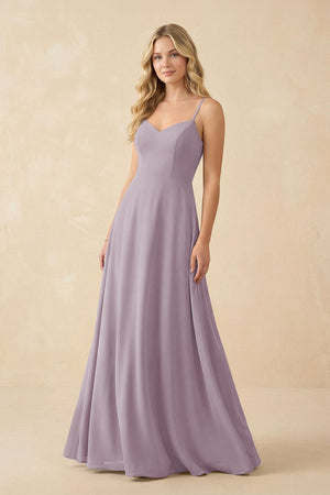 Dusk A-Line Chiffon Spaghetti Strap Bridesmaid Dress | KISSBRIDAL