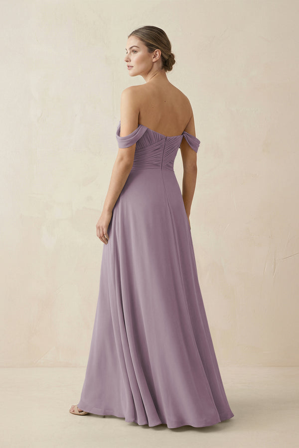 Dusk A-Line Off-the-Shoulder Chiffon Bridesmaid Dress (2) | KISSBRIDAL
