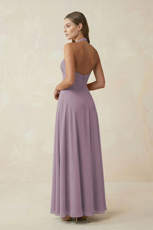 Dusk A-Line Pleated Chiffon V-Neck Bridesmaid Dress (2) | KISSBRIDAL