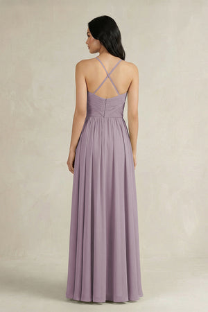 Dusk A-Line Pleated Spaghetti Strap Chiffon Bridesmaid Dress (2) | KISSBRIDAL